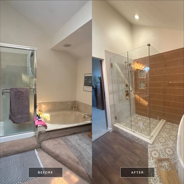Bathroom shower before and after improvement