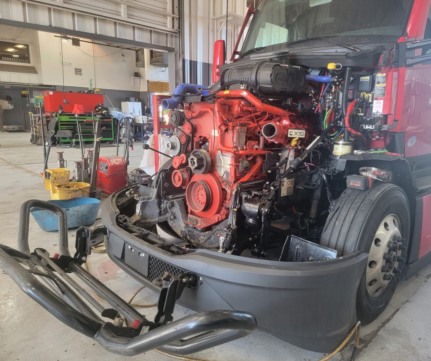 Equipment and engine repair work in a shop setting