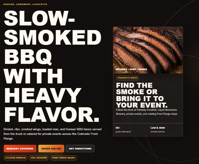 Food Truck Catering website homepage designed by Holland Swenson