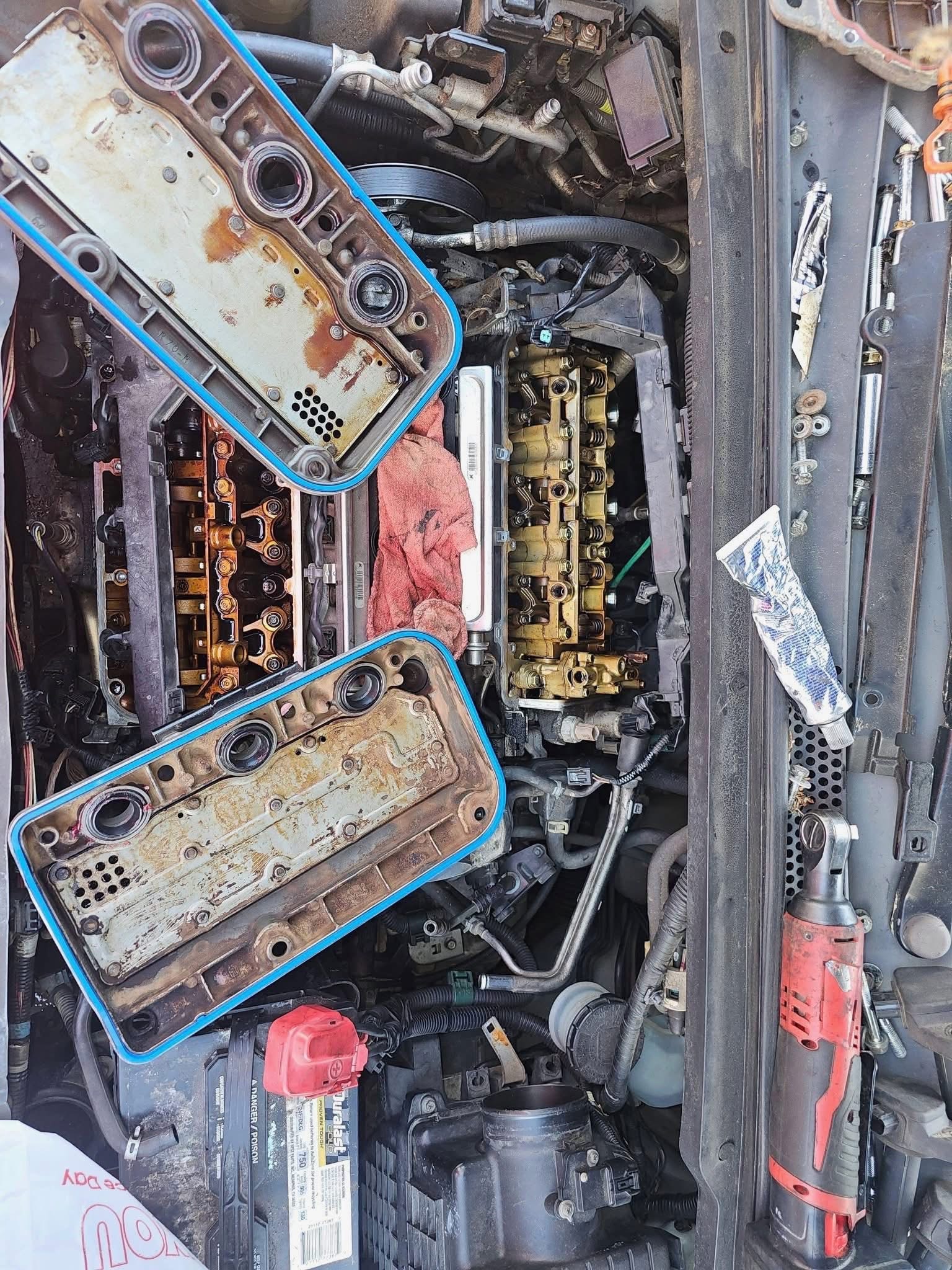 Open engine repair work photo