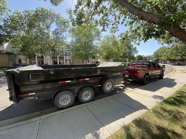 Truck and dump trailer for hauling work